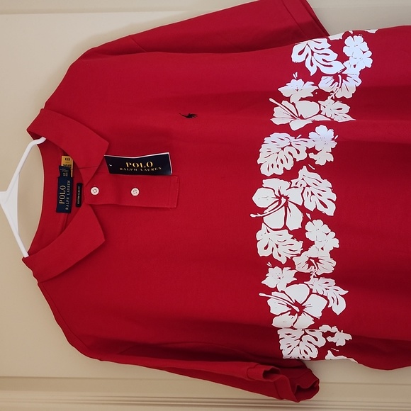 NWT POLO RALPH LAUREN RED BUTTON SHIRT XXL HIBISCUS HAWAII CRUISE HAWAIIAN - Picture 1 of 11